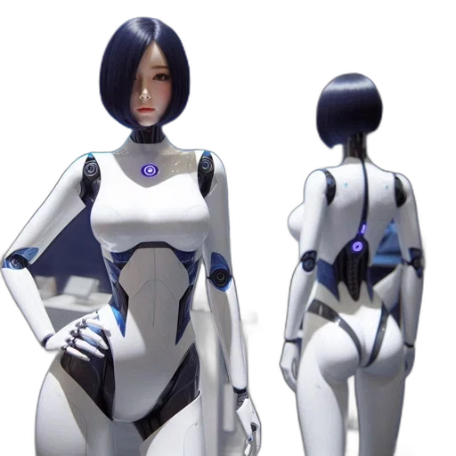 robot, concept art, 3d render, cyberpunk transparent PNG cut-out
