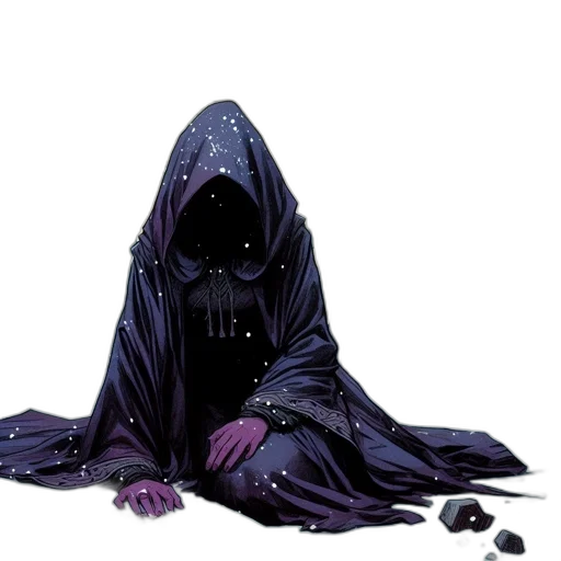 jacket, mask, creature, staff transparent PNG cut-out