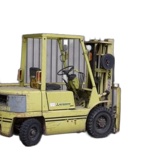 3d render, yellow, forklift, parked transparent PNG cut-out