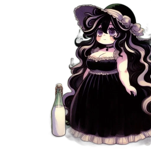 dress, bottle, hat, staff transparent PNG cut-out