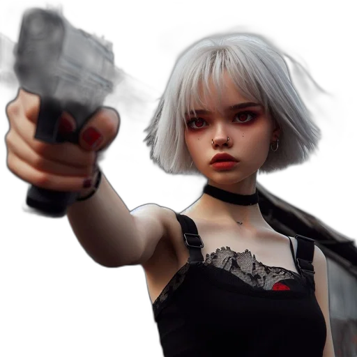 weapon, face, concept art, cyberpunk transparent PNG cut-out