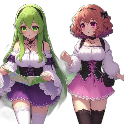 dress, staff, anime, concept art transparent PNG cut-out