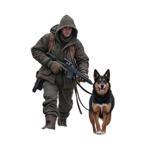 weapon, jacket, staff, animal transparent PNG cut-out