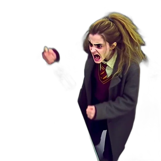 hair, creature, jacket, staff transparent PNG cut-out