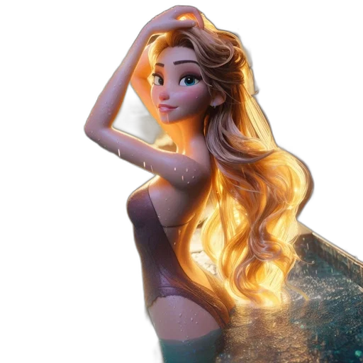 dress, hair, 3d render, fantasy art transparent PNG cut-out