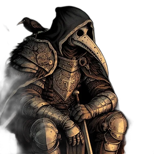 mask, dragon, sword, concept art transparent PNG cut-out
