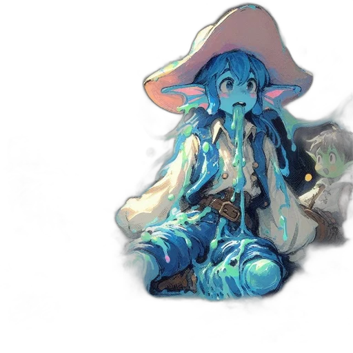 hat, staff, creature, dress transparent PNG cut-out