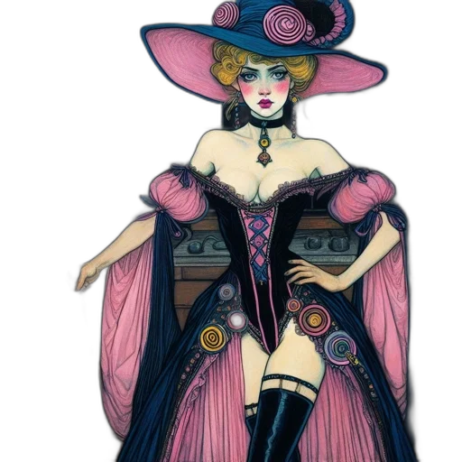 dress, hat, staff, concept art transparent PNG cut-out