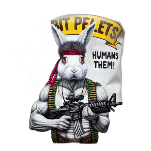 weapon, anthropomorphic, rabbit, wears transparent PNG cut-out