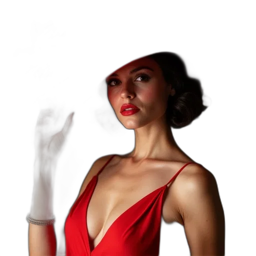 dress, hat, staff, jewelry transparent PNG cut-out