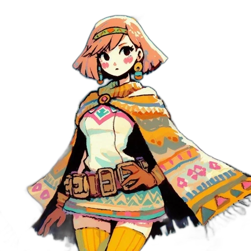jacket, dress, staff, weapon transparent PNG cut-out