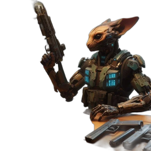 robot, weapon, staff, creature transparent PNG cut-out