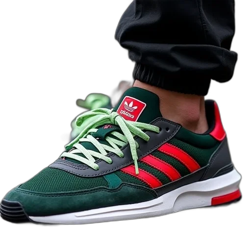 shoes, 3d render, green, close transparent PNG cut-out