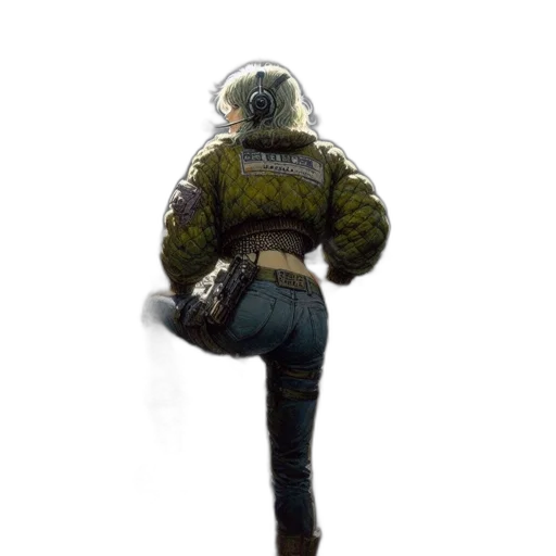 jacket, robot, staff, weapon transparent PNG cut-out