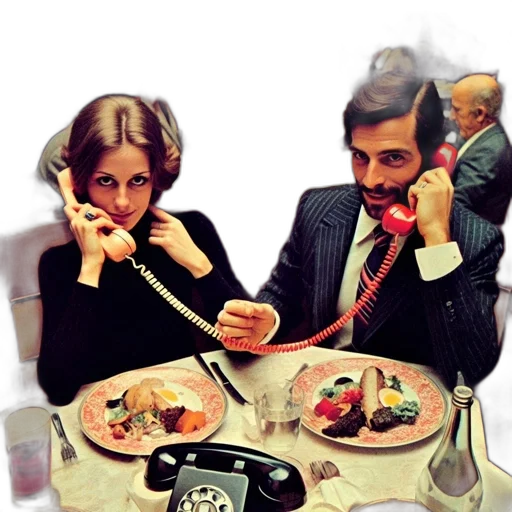 bustling, 1950s-style, eatery, two transparent PNG cut-out