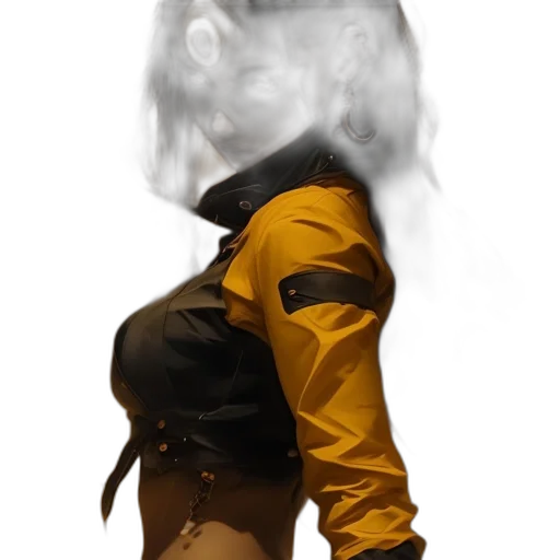 jacket, mask, staff, hair transparent PNG cut-out