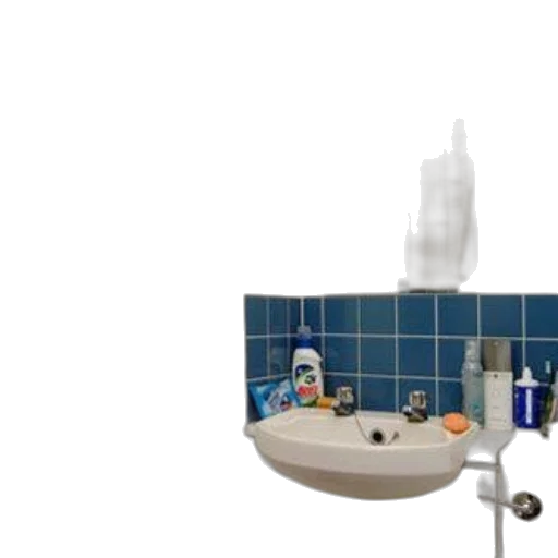 3d render, bathroom, blue, beige transparent PNG cut-out