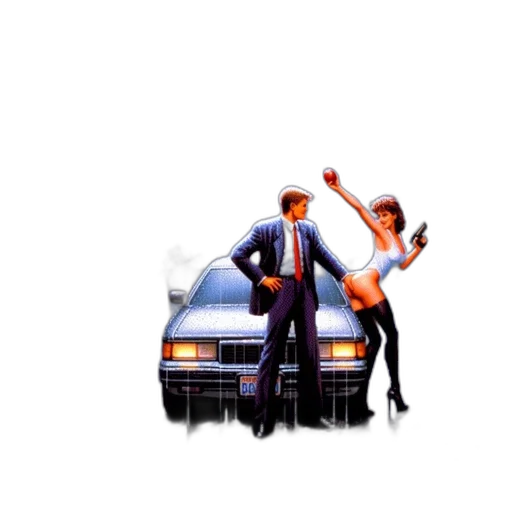 car, pixel art, concept art, vaporwave transparent PNG cut-out