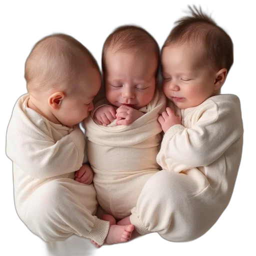 photorealistic, 3d render, newborn, two transparent PNG cut-out