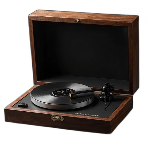 black, wooden, usb, turntable transparent PNG cut-out