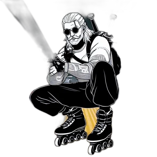 jacket, staff, shoes, weapon transparent PNG cut-out