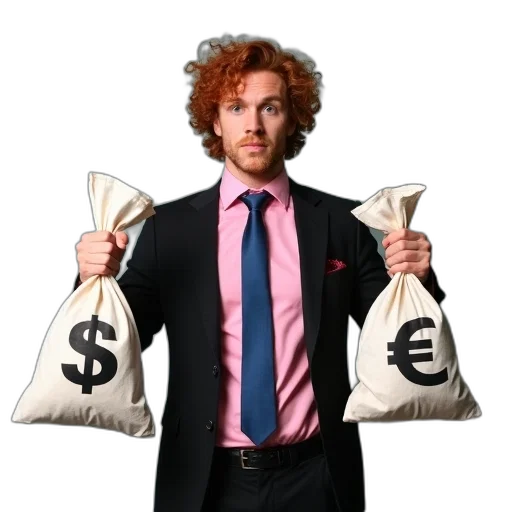jacket, man, curly, red transparent PNG cut-out