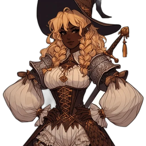 staff, dress, hat, concept art transparent PNG cut-out