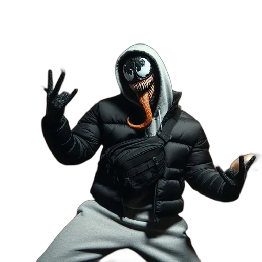 jacket, mask, creature, weapon transparent PNG cut-out