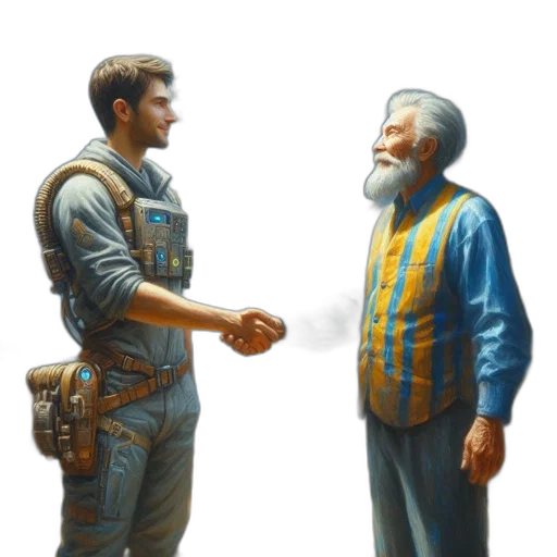 robot, staff, jacket, concept art transparent PNG cut-out