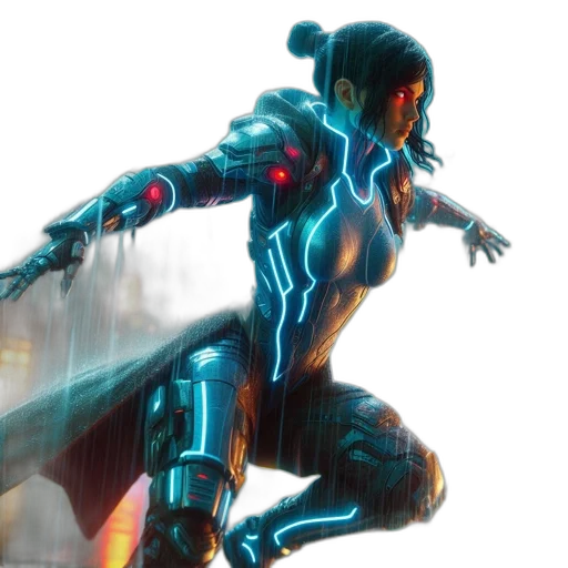 robot, concept art, cyberpunk, comic book art transparent PNG cut-out