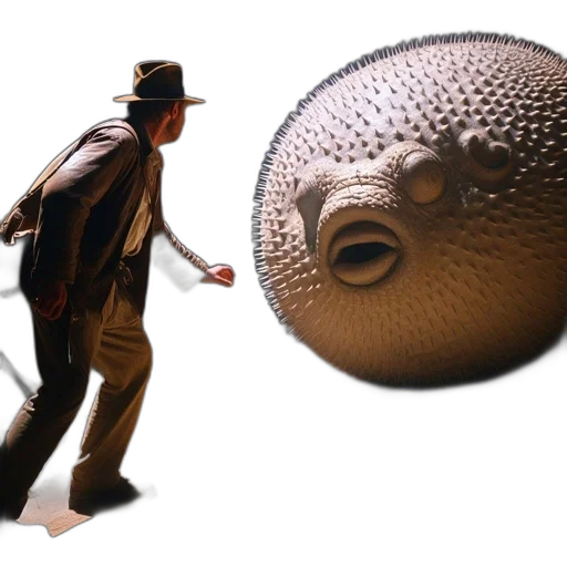 creature, hat, umbrella, staff transparent PNG cut-out