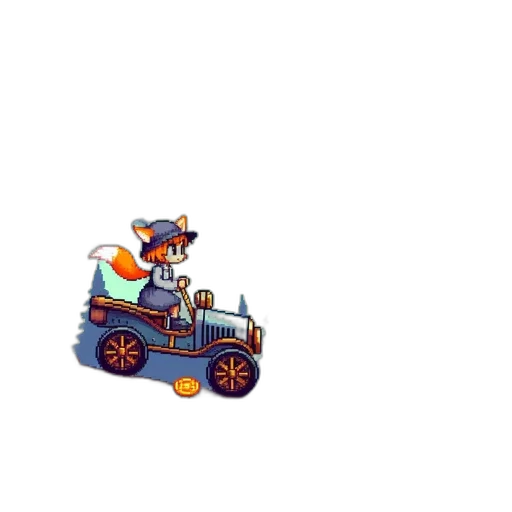 car, hat, robot, pixel art transparent PNG cut-out