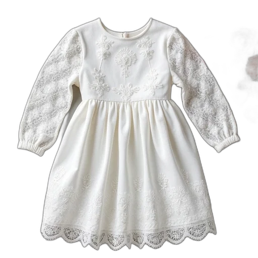 dress, monochrome, white, lace transparent PNG cut-out