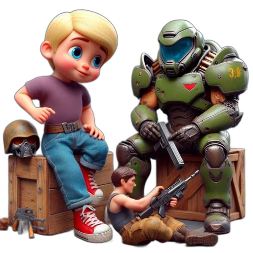 robot, weapon, concept art, 3d render transparent PNG cut-out