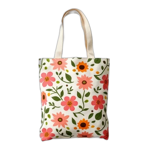 white, canvas, tote, bag transparent PNG cut-out