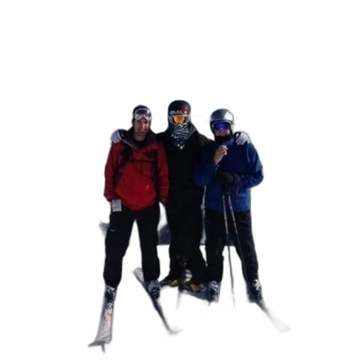 staff, snow, three, skiers transparent PNG cut-out
