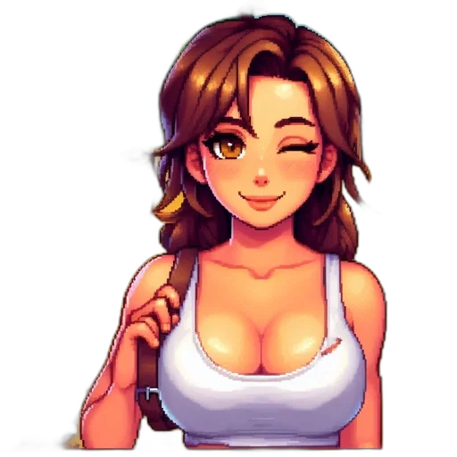 dress, face, staff, pixel art transparent PNG cut-out