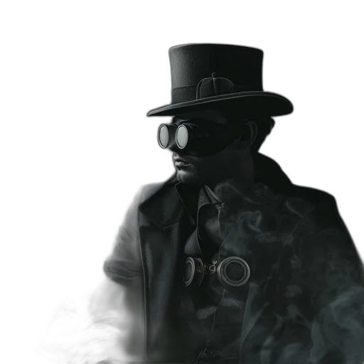 hat, mask, jacket, staff transparent PNG cut-out