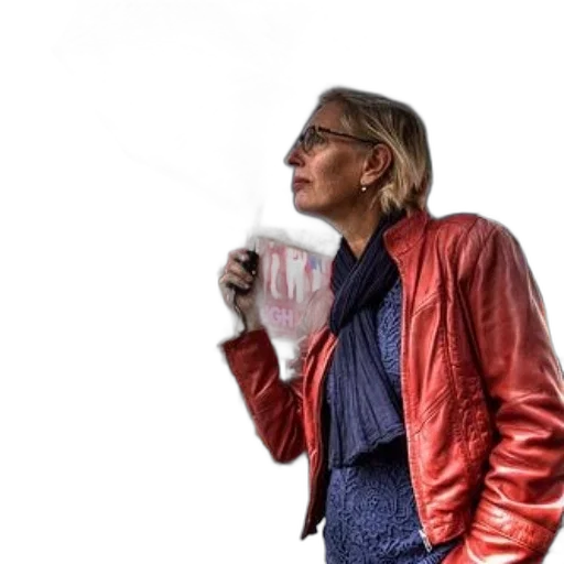 jacket, bottle, woman, red transparent PNG cut-out