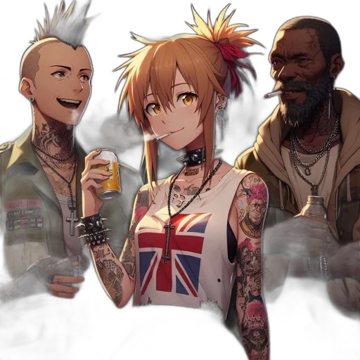 cyberpunk, concept art, anime, cartoon transparent PNG cut-out