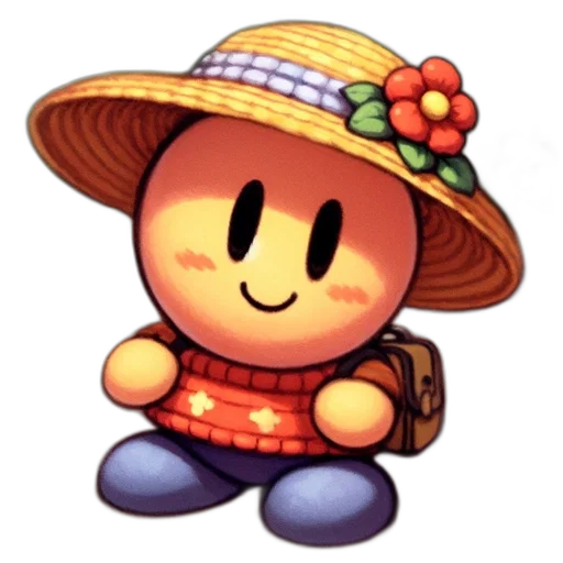hat, flower, staff, face transparent PNG cut-out