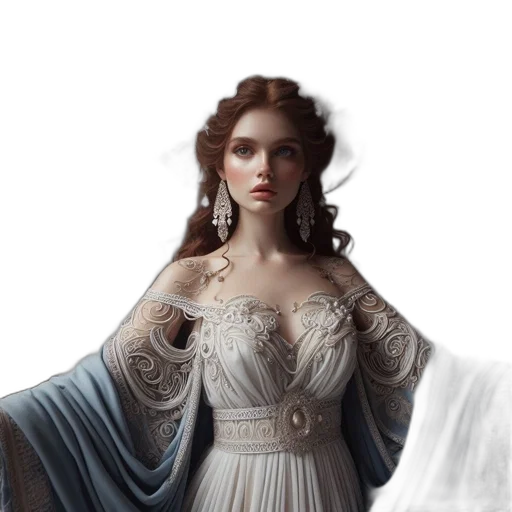 dress, crown, jewelry, fantasy art transparent PNG cut-out