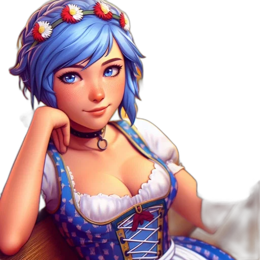 dress, face, fantasy art, pixel art transparent PNG cut-out