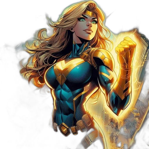 comic book art, concept art, golden, powerful transparent PNG cut-out