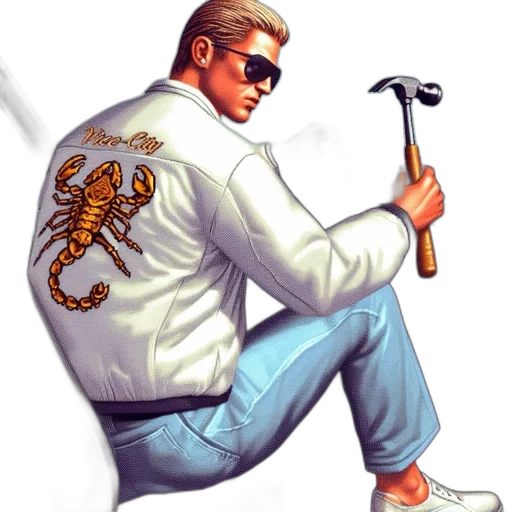 jacket, staff, robot, weapon transparent PNG cut-out