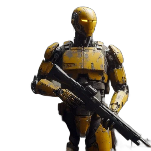 robot, weapon, 3d render, concept art transparent PNG cut-out