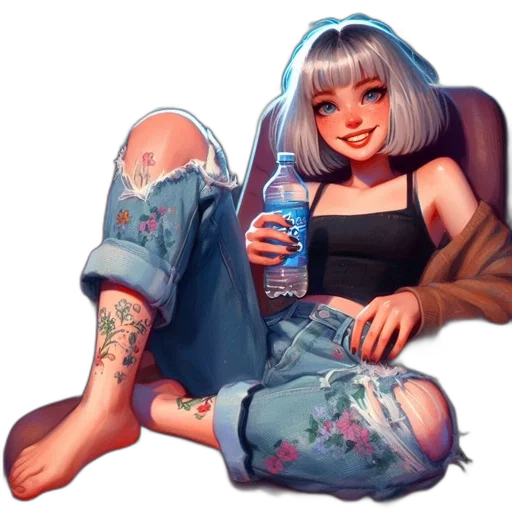 bottle, dress, anime, fantasy art transparent PNG cut-out