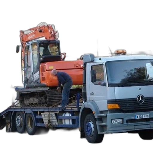 car, man, securing, orange transparent PNG cut-out