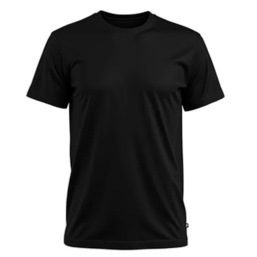 3d render, black, t-shirt, plain transparent PNG cut-out
