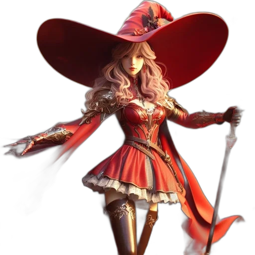 staff, hat, dress, concept art transparent PNG cut-out